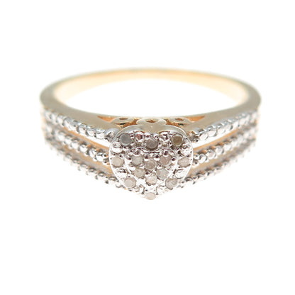 DBJ DEE BERKLE 925 Sterling Silver Gold Plated Real Diamond Heart Ring Size 10