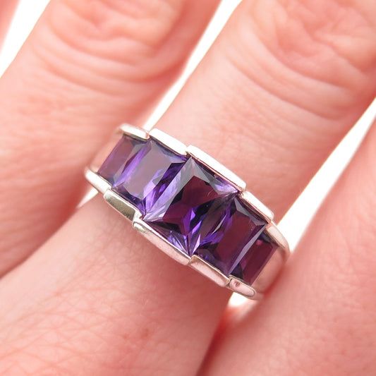 Michelle Albala 925 Sterling Silver Vintage Real Amethyst Ring Size 6.25