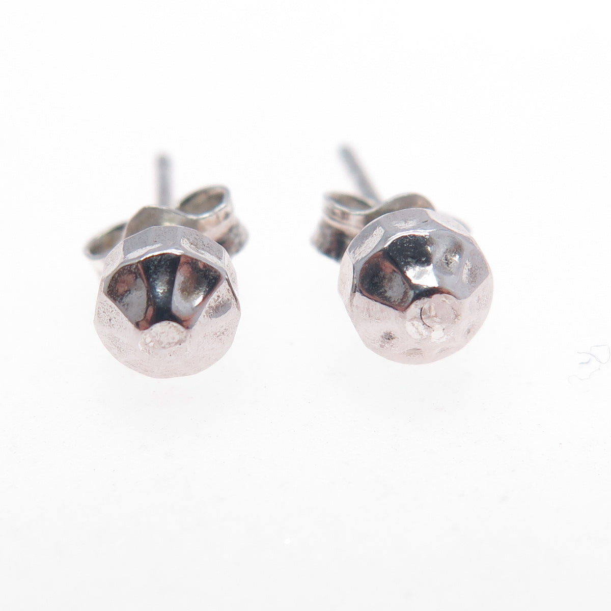 925 Sterling Silver Hammered Ball Stud Earrings