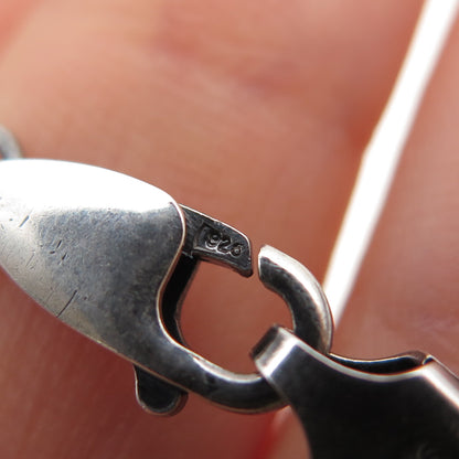 925 Sterling Silver Vintage Italy Paperclip Curb Link Oxidized Bracelet 7"