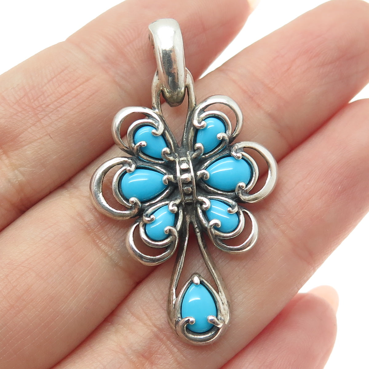 CAROLYN POLLACK 925 Sterling Silver Vintage Sleeping Beauty Turquoise Pendant