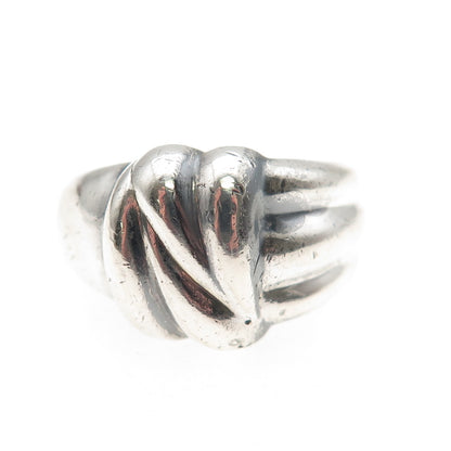 925 Sterling Silver Vintage Italy Modernist Oxidized Ring Size 6