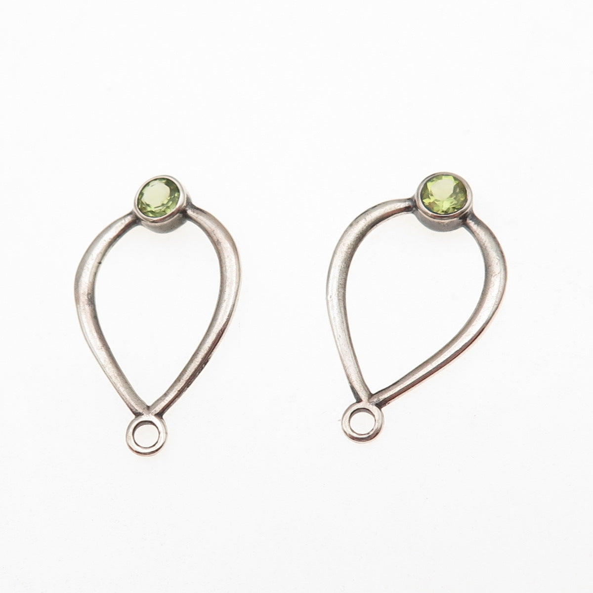 Pandora 925 Sterling Silver Real Peridot Compose Teardrop Jacket Earrings