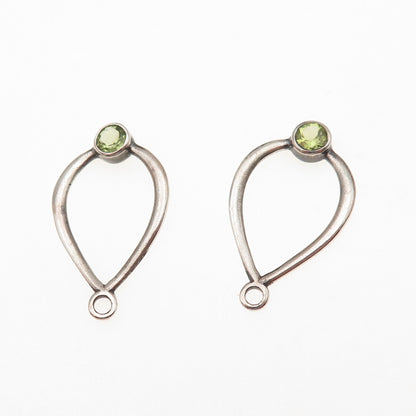Pandora 925 Sterling Silver Real Peridot Compose Teardrop Jacket Earrings
