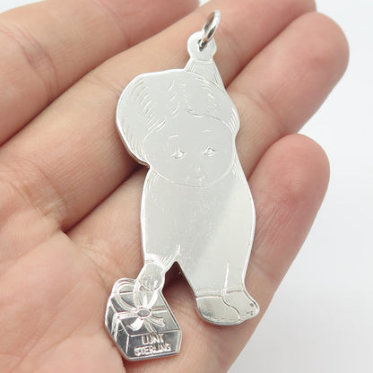 925 Sterling Silver Vintage Lunt Boy w/ Gift Box Pendant