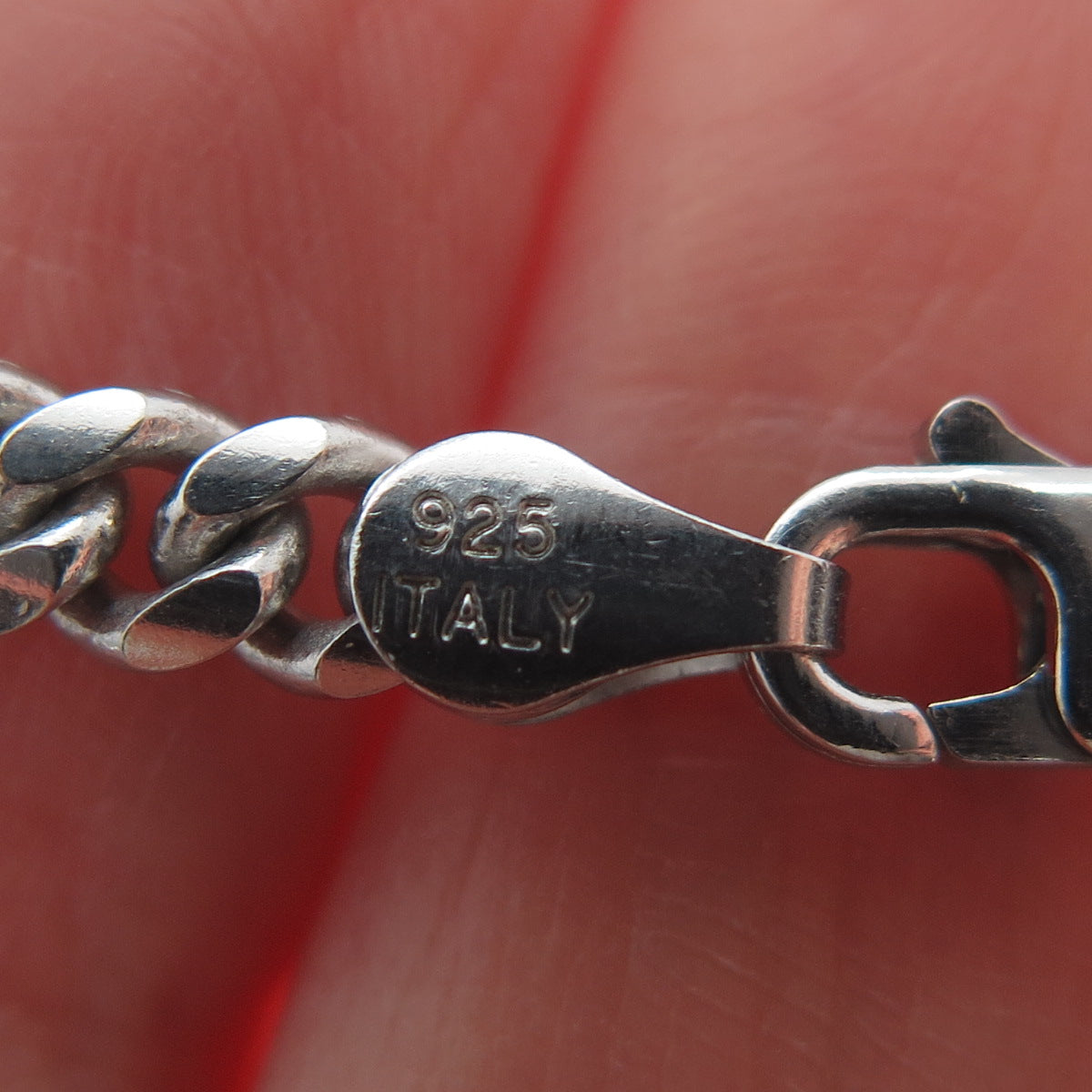 925 Sterling Silver Italy Curb Link Bracelet 7"