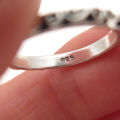 925 Sterling Silver Vintage Stackable Swirl Oxidized Band Ring Size 5.5