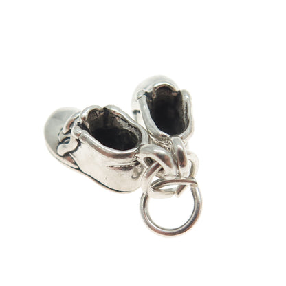 SUN WEST 925 Sterling Silver Vintage Baby Boot Shoe 3D Charm Pendant