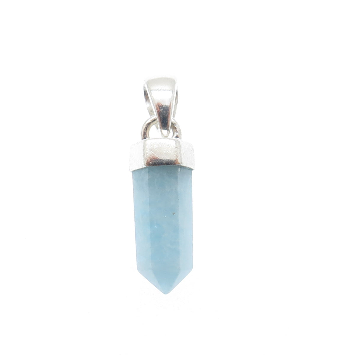 925 Sterling Silver Vintage Real Milky Aquamarine Amulet Charm Pendant