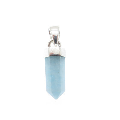 925 Sterling Silver Vintage Real Milky Aquamarine Amulet Charm Pendant