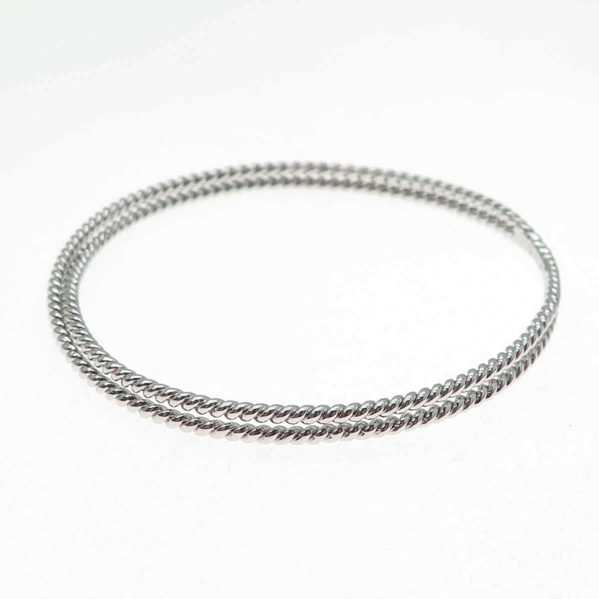 SAI 925 Sterling Silver Twisted Interlocked Crisscross Bangle Bracelet 8"