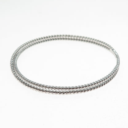 SAI 925 Sterling Silver Twisted Interlocked Crisscross Bangle Bracelet 8"