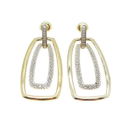 HN HENG NGAI 925 Sterling Silver Gold Plated Real Diamond Accent Earrings