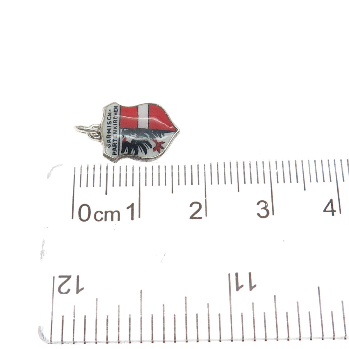 835 Silver Vintage PL Enamel Garmisch-Partenkirchen Coat of Arms Mini Pendant