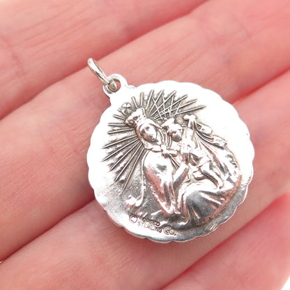 Creed 925 Sterling Silver Vintage Jesus Sacred Heart Medal Charm Pendant