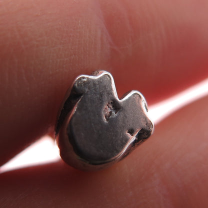 835 Silver Vintage Bear Oxidized Minimalist 3D Charm Pendant