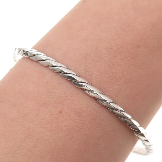 Tiffany & Co. 925 Sterling Silver Antique Art Deco Twisted Bangle Bracelet 8"