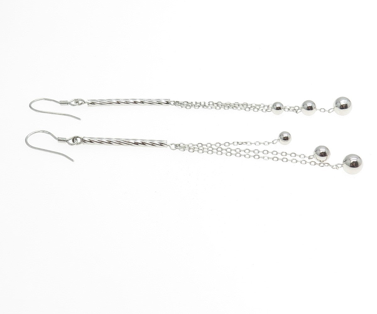 925 Sterling Silver Ball Chain Dangling Hook Earrings