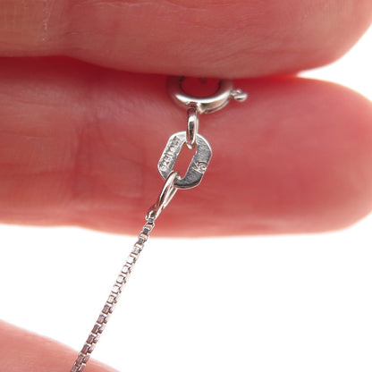 Hallmark 925 Sterling Silver Real Diamond Couple Heart Box Chain Necklace 18"