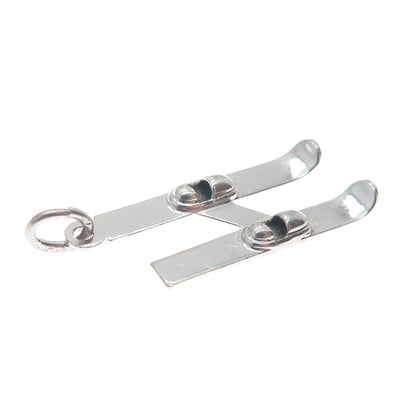 925 Sterling Silver Vintage Skiing Minimalist Charm Pendant