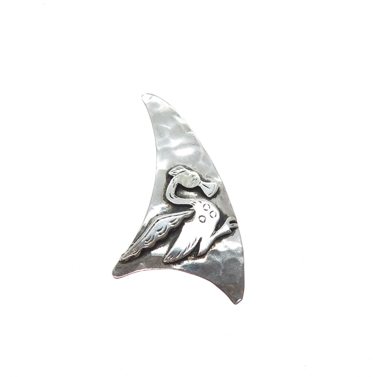 925 Sterling Silver Vintage JVG Peruvian Modernist Duck Oxidized Pin Brooch