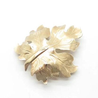 925 Sterling Silver Gold Plated Vintage Napier Oak Leaf Pin Brooch