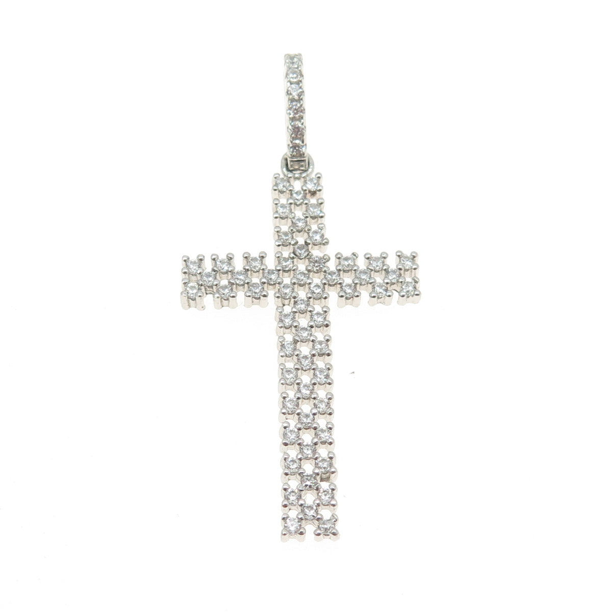 925 Sterling Silver Pave C Z Cross Pendant