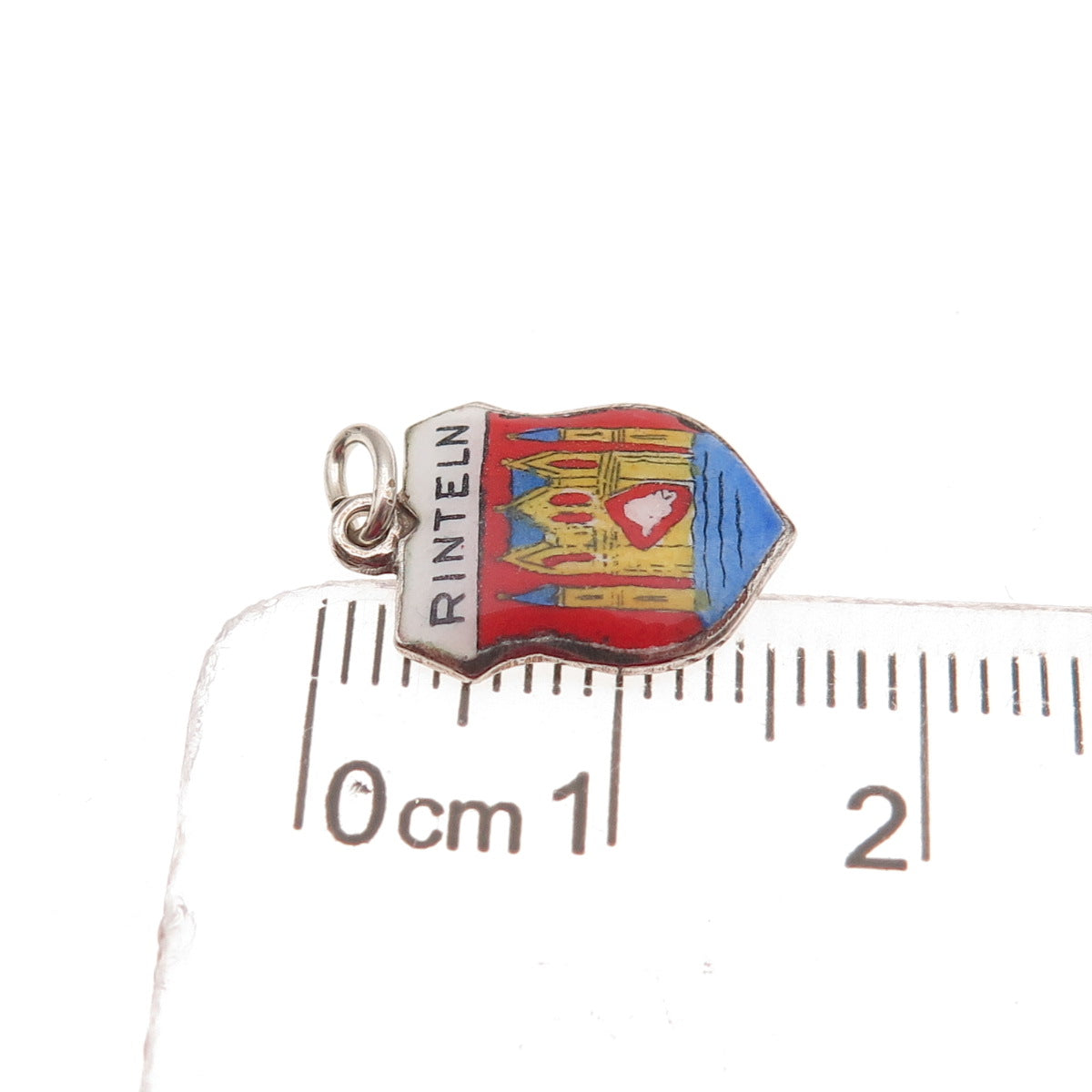 Fritz Reu & Co. 800 Silver Vintage Enamel Rinteln Mini Charm Pendant