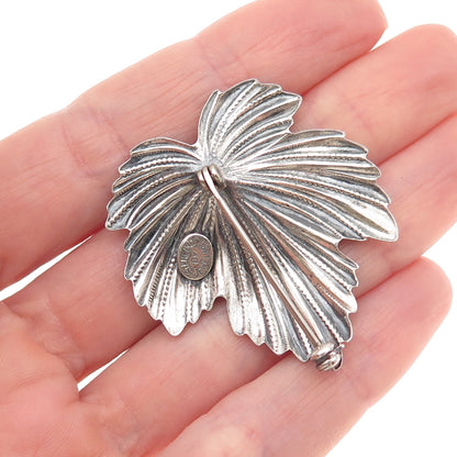 JewelArt 925 Sterling Silver Vintage Floral Leaf Oxidized Pin Brooch