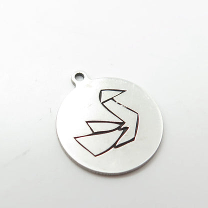 925 Sterling Silver USA Two In Town Swan Bird Charm Pendant