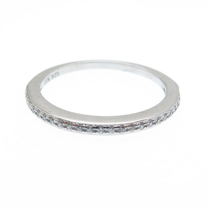 925 Sterling Silver Round-Cut C Z Stackable Half Eternity Band Ring Size 6