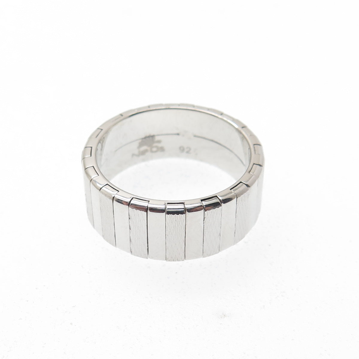 NEOS 925 Sterling Silver Textured Ribbed Band Ring Size 7.75