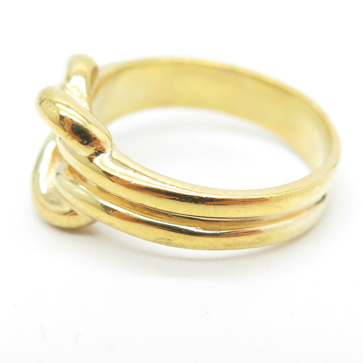 925 Sterling Silver Gold Plated Knot Loop Ring Size 8.25