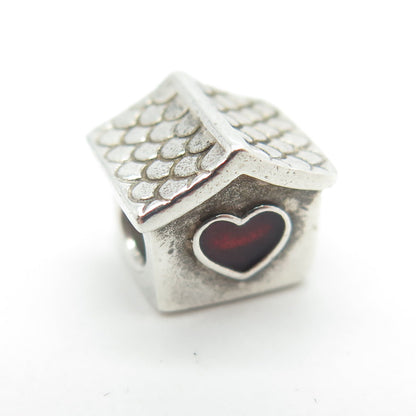 PANDORA 925 Sterling Silver Dog House Heart Bead Charm