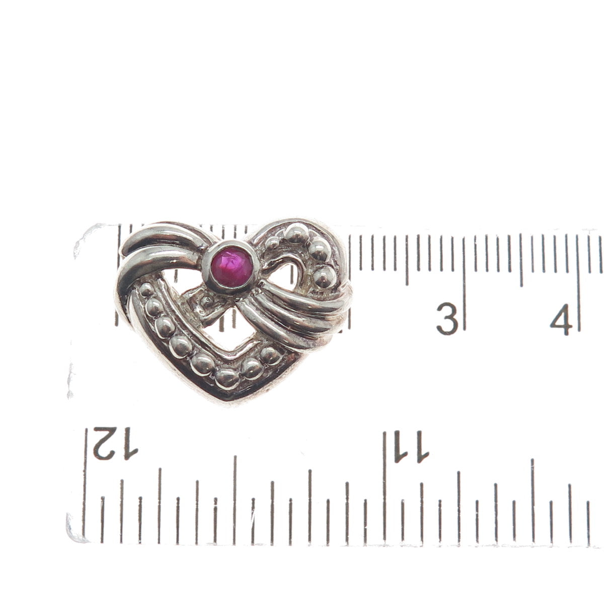 JUDITH RIPKA 925 Sterling Silver Vintage Real Pink Sapphire Heart Slide Pendant