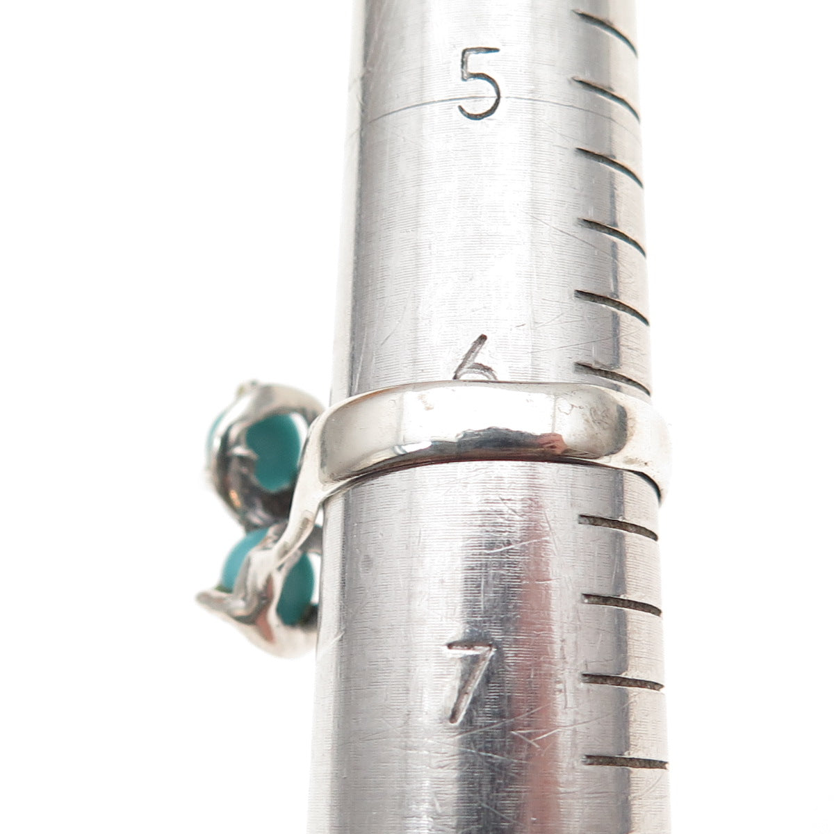 925 Sterling Silver Vintage Mexico Real Turquoise Oxidized Ring Size 6.25