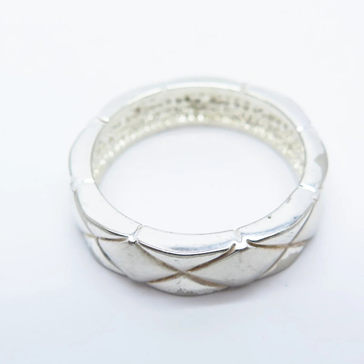 925 Sterling Silver Vintage Striped Band Ring Size 8.5