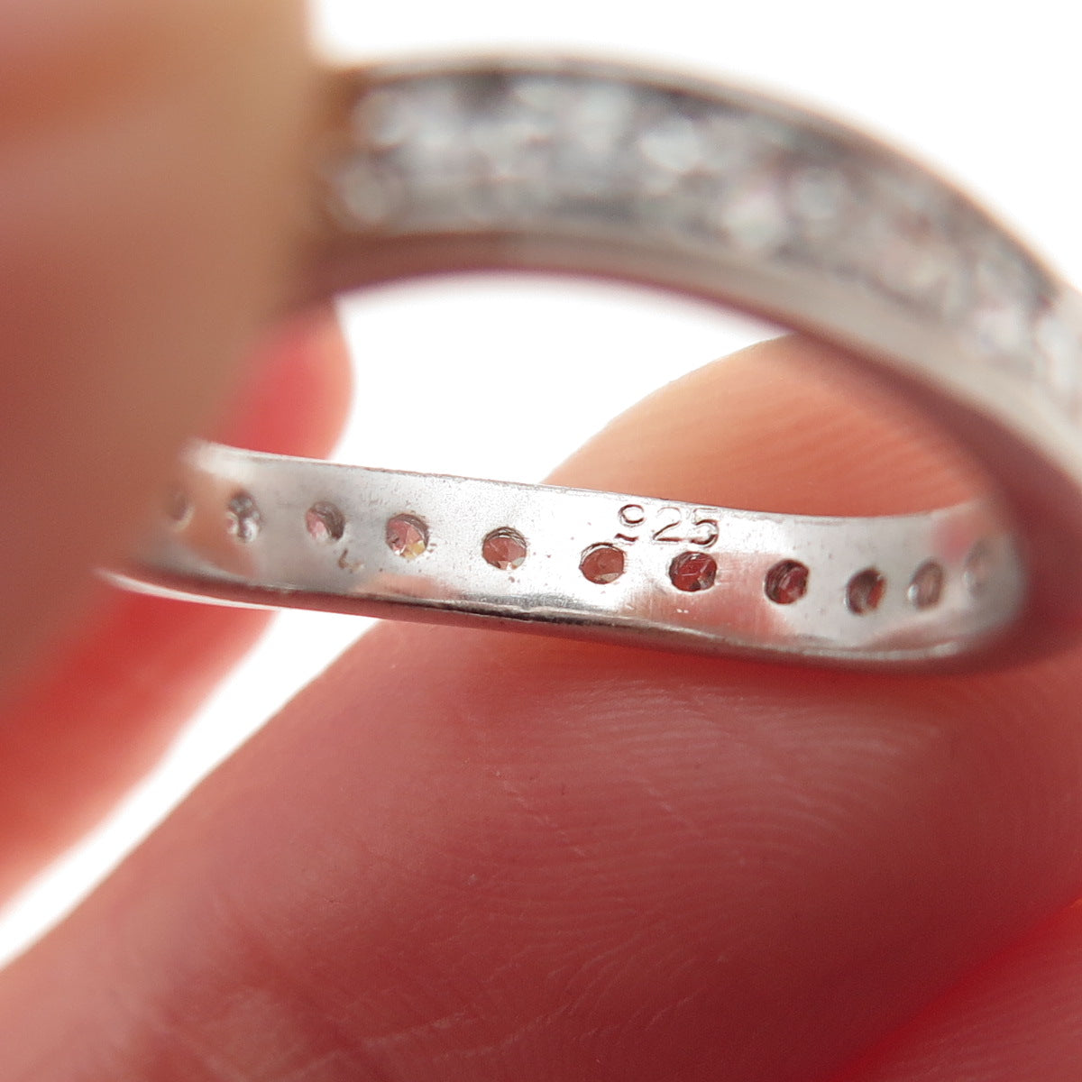 925 Sterling Silver Round-Cut C Z Wavy Band Ring Size 5