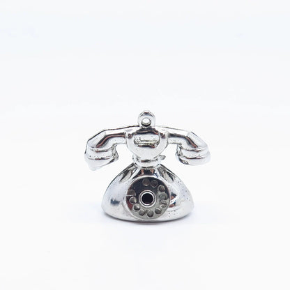 925 Sterling Silver Vintage Retro Rotary Phone Movable Charm Pendant