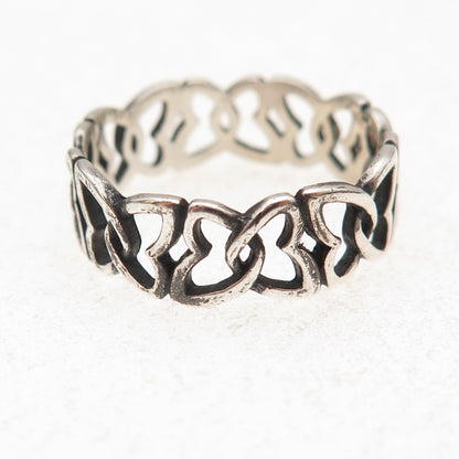 925 Sterling Silver Vintage Butterfly All Around Oxidized Band Ring Size 8