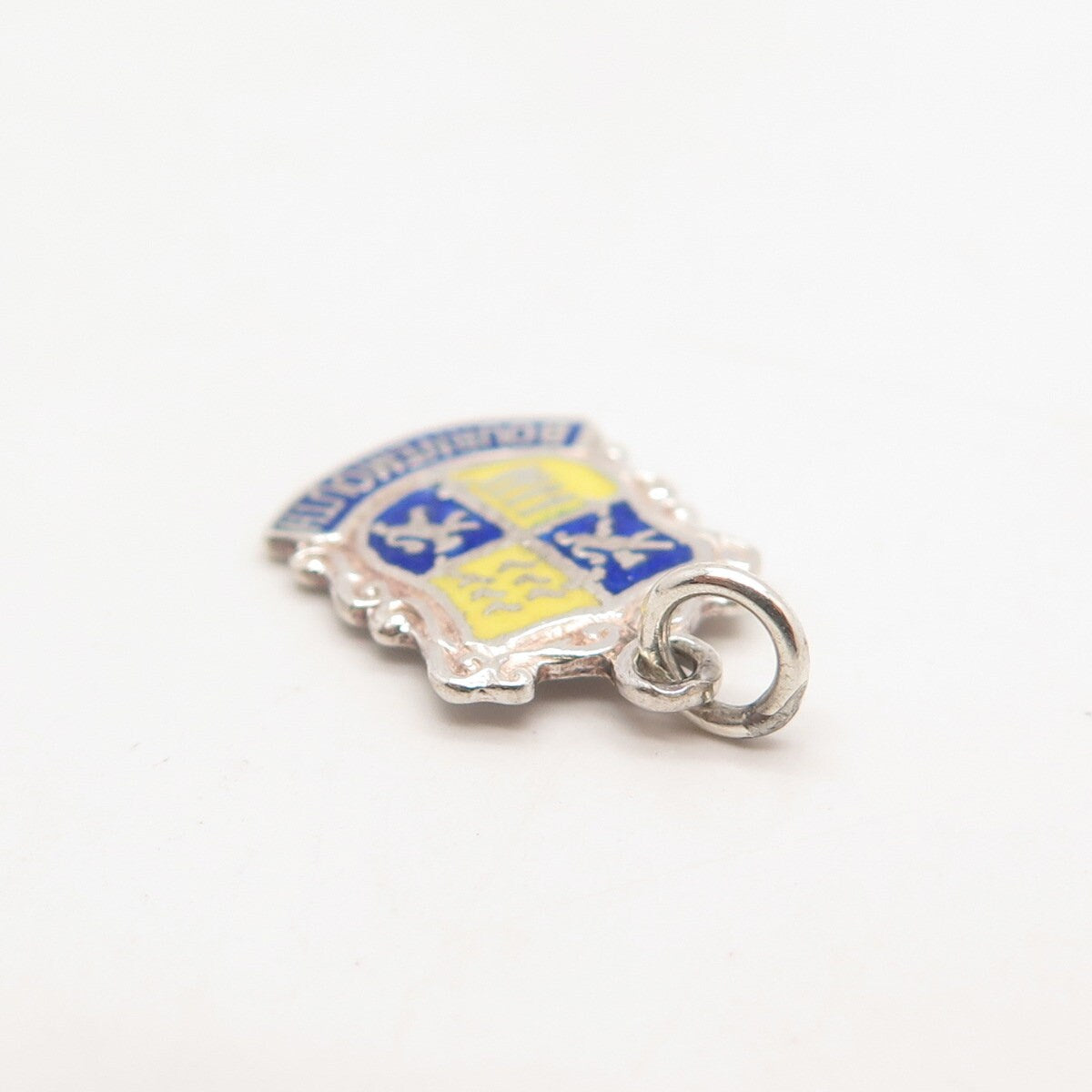 925 Sterling Silver Vintage Enamel "Bournemouth" Coat of Arms Charm Pendant