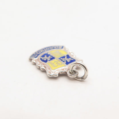 925 Sterling Silver Vintage Enamel "Bournemouth" Coat of Arms Charm Pendant