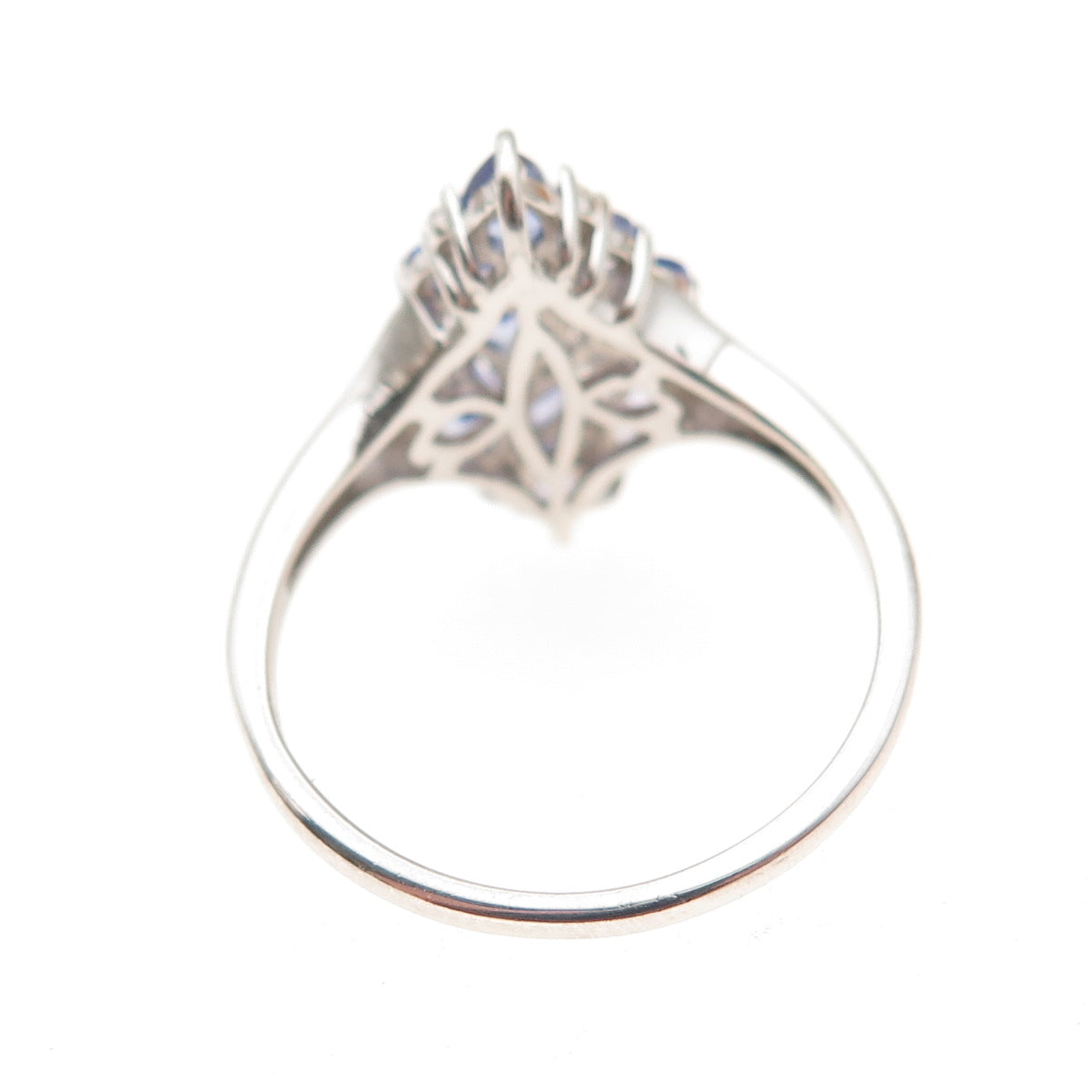 Chuck Clemency 925 Sterling Silver Real Multi-Cut Tanzanite Cluster Ring Size 8
