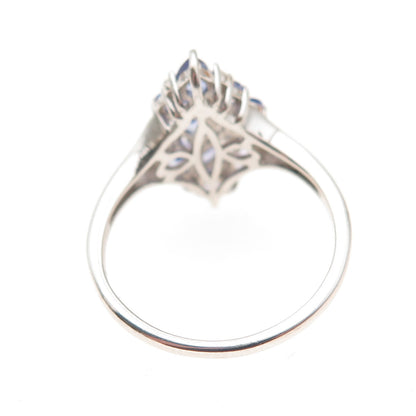 Chuck Clemency 925 Sterling Silver Real Multi-Cut Tanzanite Cluster Ring Size 8