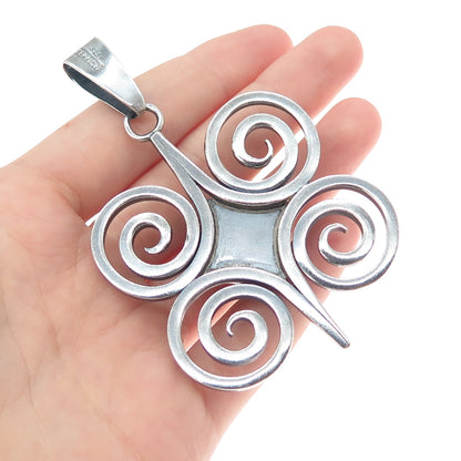 TEPPICH 925 Sterling Silver Vintage Real Smoky Quartz Modernist Spiral Pendant