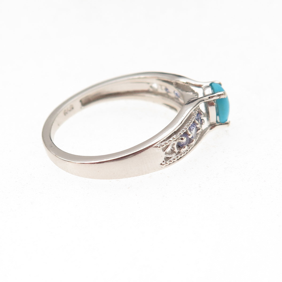 Chuck Clemency 925 Sterling Silver Real Turquoise & Tanzanite Ring Size 8