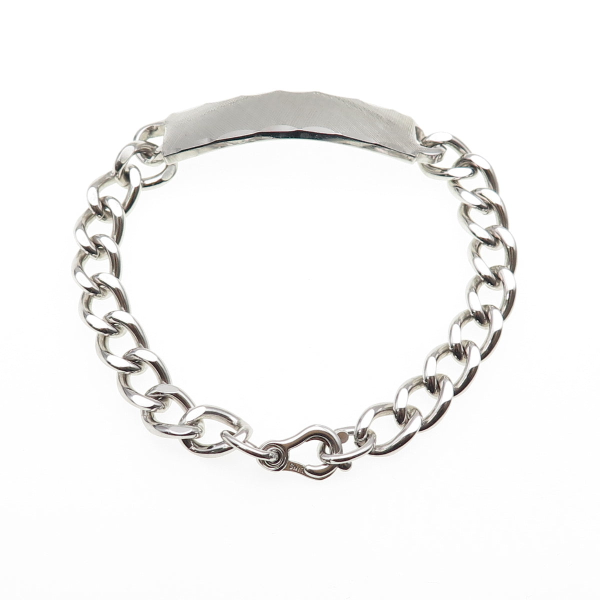 KALBE 925 Sterling Silver Vintage Curb Link ID Bracelet 7.75"