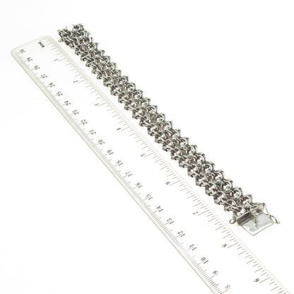 925 Sterling Silver Vintage Voodo Link Bracelet 7.25"