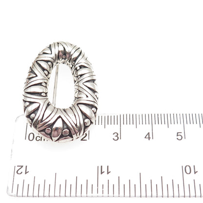 925 Sterling Silver Vintage Modernist Floral Oxidized Pin Brooch