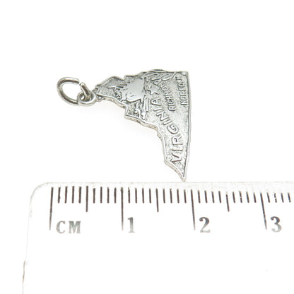 WELLS 925 Sterling Silver Vintage "Virginia" State Map Pendant